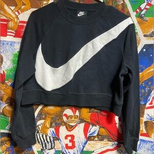 Nike Women's Small Cropped Big Swoosh Logo Crewneck